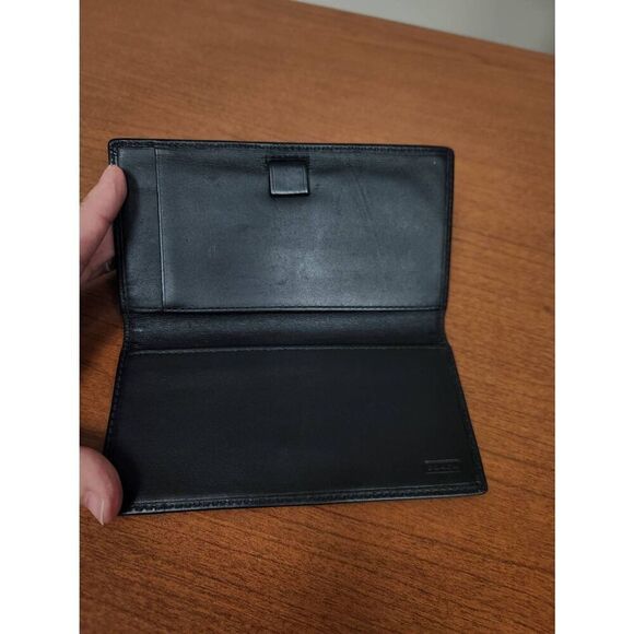 Coach Black Smooth Leather checkbook cover (PF) - Picture 1 of 4